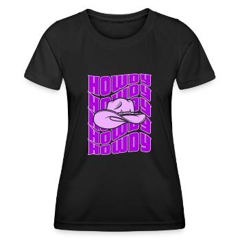 Western Country Texas Cowboyhut - Frauen Funktions-T-Shirt - Schwarz - Vorne - AI Model Female 172 light (172cm)