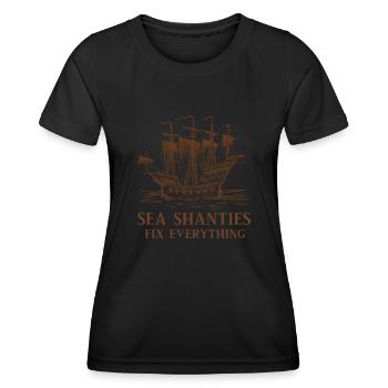 Sailor Meme Pirate Ship Ocean Sailing - Women's Functional T-Shirt - black - Front - AI Model Female 172 light (172cm)