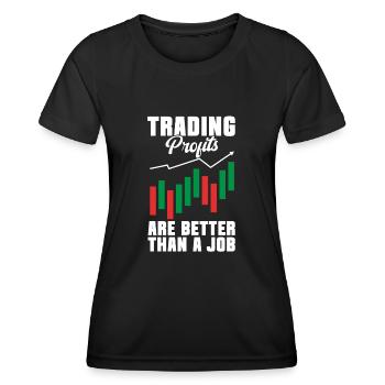 Trading Crypto Stock Market Investor Day Trader - T-shirt sport Femme - noir - Devant - AI Model Female 172 light (172cm)