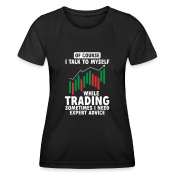Trading Crypto Stock Market Investor Day Trader - T-shirt sport Femme - noir - Devant - AI Model Female 172 light (172cm)