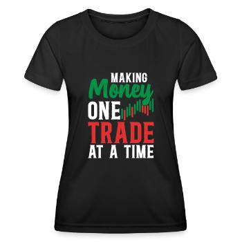 Trading Crypto Stock Market Investor Day Trader - T-shirt sport Femme - noir - Devant - AI Model Female 172 light (172cm)