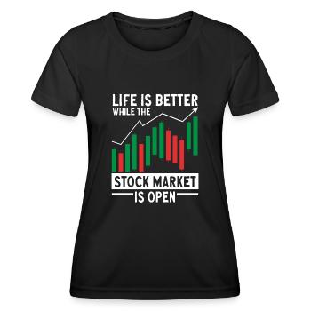 Trading Crypto Stock Market Investor Day Trader - Women's Functional T-Shirt - black - Front - AI Model Female 172 light (172cm)