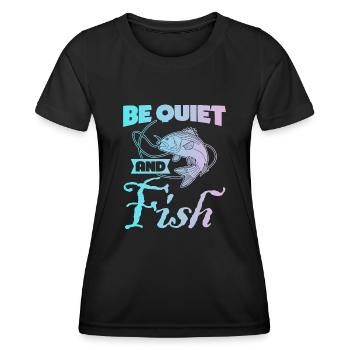 Fisherman Pike Fish Fishing Rod - Frauen Funktions-T-Shirt - Schwarz - Vorne - AI Model Female 172 light (172cm)