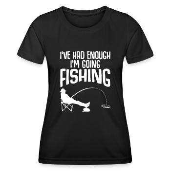 Fisherman Pike Fish Fishing Rod - Frauen Funktions-T-Shirt - Schwarz - Vorne - AI Model Female 172 light (172cm)