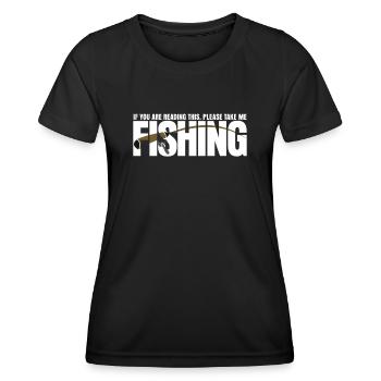 Fishing Rod Fisherman Pike Fish - Frauen Funktions-T-Shirt - Schwarz - Vorne - AI Model Female 172 light (172cm)