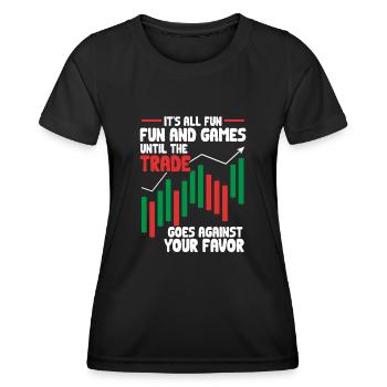 Trading Crypto Stock Market Investor Day Trader - T-shirt sport Femme - noir - Devant - AI Model Female 172 light (172cm)
