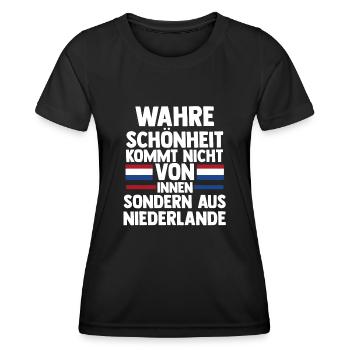 Pays-Bas Pays-Bas Pays-Bas - T-shirt sport Femme - noir - Devant - AI Model Female 172 light (172cm)