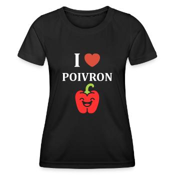 Humour poivron - T-shirt sport Femme - noir - Devant - AI Model Female 172 light (172cm)