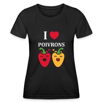 Humour poivron - T-shirt sport Femme - noir - Devant - AI Model Female 172 light (172cm)