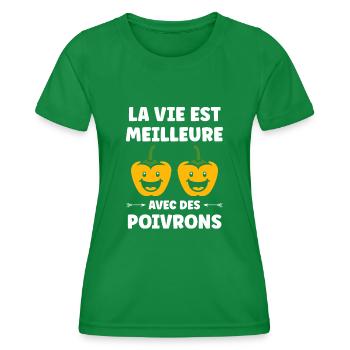 Humour poivron - T-shirt sport Femme - vert - Devant - AI Model Female 172 dark (172cm)