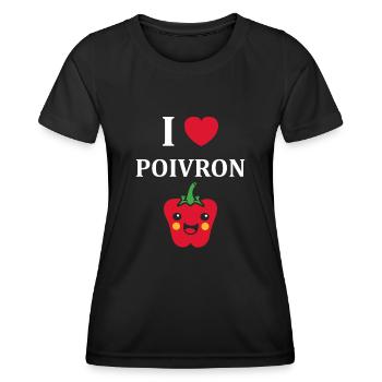 Humour poivron - T-shirt sport Femme - noir - Devant - AI Model Female 172 light (172cm)
