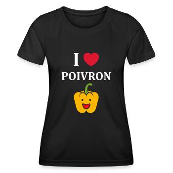 Humour poivron - T-shirt sport Femme - noir - Devant - AI Model Female 172 light (172cm)