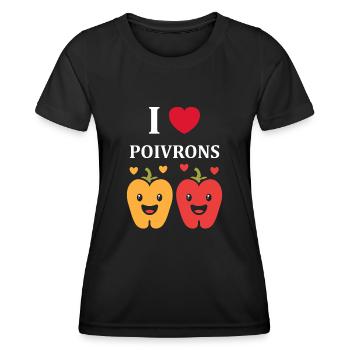 Humour poivron - T-shirt sport Femme - noir - Devant - AI Model Female 172 light (172cm)
