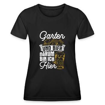 Garten Und Bier Darum Bin Ich Hier Saufen Garten B - Frauen Funktions-T-Shirt - Schwarz - Vorne - AI Model Female 172 light (172cm)