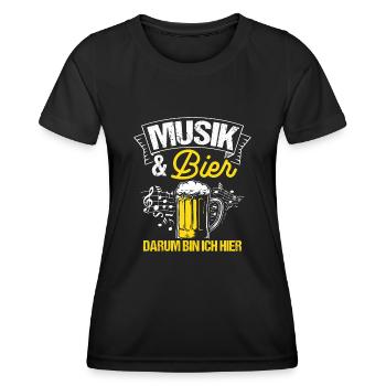 Musik & Bier Darum Bin Ich Hier Saufen Party Musik - Frauen Funktions-T-Shirt - Schwarz - Vorne - AI Model Female 172 light (172cm)