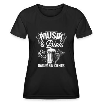 Musik & Bier Darum Bin Ich Hier Saufen Party Bier - Frauen Funktions-T-Shirt - Schwarz - Vorne - AI Model Female 172 light (172cm)