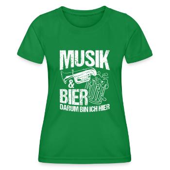 Music & Beer That's why I'm here Booze Drinking Tour Bi - Women's Functional T-Shirt - kelly green - Front - AI Model Female 172 dark (172cm)