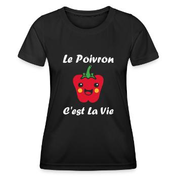 Humour poivron - T-shirt sport Femme - noir - Devant - AI Model Female 172 light (172cm)