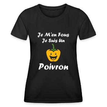 Humour poivron - T-shirt sport Femme - noir - Devant - AI Model Female 172 light (172cm)