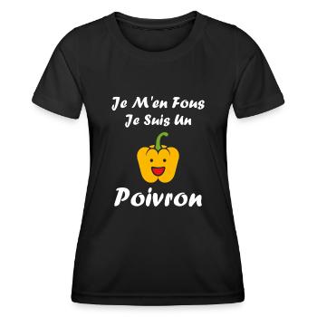 Humour poivron - T-shirt sport Femme - noir - Devant - AI Model Female 172 light (172cm)