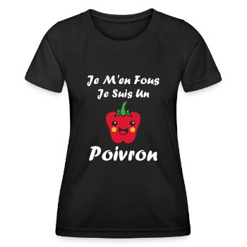 Humour poivron - T-shirt sport Femme - noir - Devant - AI Model Female 172 light (172cm)