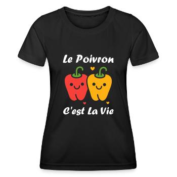 Humour poivron - T-shirt sport Femme - noir - Devant - AI Model Female 172 light (172cm)