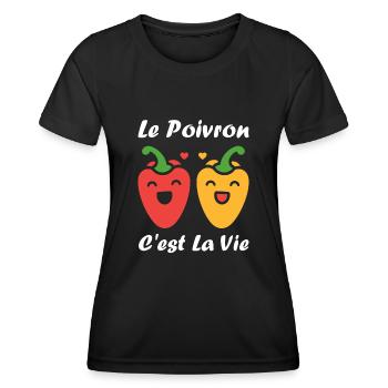 Humour poivron - T-shirt sport Femme - noir - Devant - AI Model Female 172 light (172cm)
