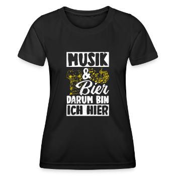 Music Beer Drinking Beer Fun Music Drinking Tour Biertrin - Women's Functional T-Shirt - black - Front - AI Model Female 172 light (172cm)