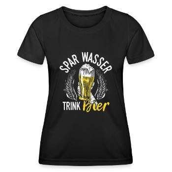 Spar Eau Boire Bière Bière Pong Houblon Alcool Trin - T-shirt sport Femme - noir - Devant - AI Model Female 172 light (172cm)