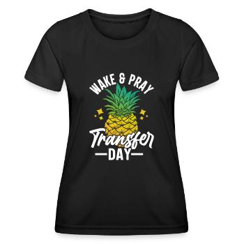 Wake Pray Transfer Day Orange Ribbon IVF Egg - T-shirt sport Femme - noir - Devant - AI Model Female 172 light (172cm)