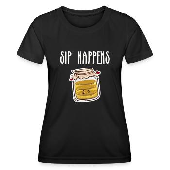 Kombucha Lover Sip Happens Cute Jar - Women's Functional T-Shirt - black - Front - AI Model Female 172 light (172cm)