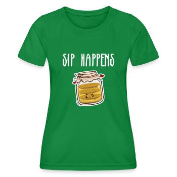 Kombucha Liebhaber Schluck Passiert Süßes Glas - Frauen Funktions-T-Shirt - Kelly Green - Vorne - AI Model Female 172 dark (172cm)
