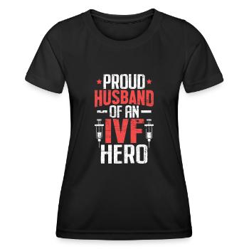 FIV Fécondation Conjugale Vitro FIV 1 sur 8 Orange - T-shirt sport Femme - noir - Devant - AI Model Female 172 light (172cm)