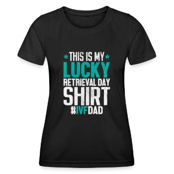 C’est ma chance FIV papa Orange Infertilité - T-shirt sport Femme - noir - Devant - AI Model Female 172 light (172cm)