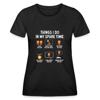 Bitcoin Kryptowährung BTC Crypto Trader - Frauen Funktions-T-Shirt - Schwarz - Vorne - AI Model Female 172 light (172cm)