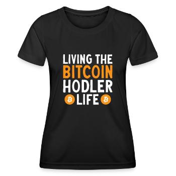 Bitcoin Kryptowährung BTC Crypto Trader - Frauen Funktions-T-Shirt - Schwarz - Vorne - AI Model Female 172 light (172cm)