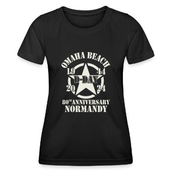 Omaha Beach 1944 D-Day 2024 80-jähriges Jubiläum - Frauen Funktions-T-Shirt - Schwarz - Vorne - AI Model Female 172 light (172cm)