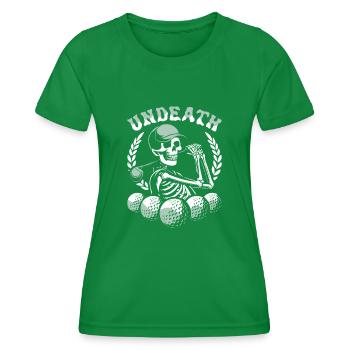 Golf Golfer Golfing Skeleton Undeath - Women's Functional T-Shirt - kelly green - Front - AI Model Female 172 dark (172cm)