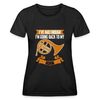 Cor français Cuivres - T-shirt sport Femme - noir - Devant - AI Model Female 172 light (172cm)