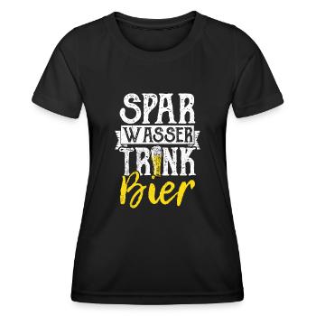 Bière Boire de la bière Plaisir Beer Pong Houblon Boire Boire des boissons - T-shirt sport Femme - noir - Devant - AI Model Female 172 light (172cm)