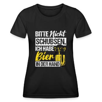 Please don't push I've got beer in my hand - Women's Functional T-Shirt - black - Front - AI Model Female 172 light (172cm)