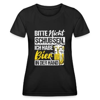 Please don't push I've got beer in my hand - Women's Functional T-Shirt - black - Front - AI Model Female 172 light (172cm)