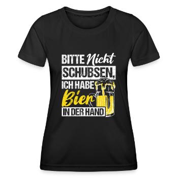 Please don't push I've got beer in my hand Tri - Women's Functional T-Shirt - black - Front - AI Model Female 172 light (172cm)