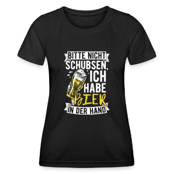 Please don't push I've got beer in my hand - Women's Functional T-Shirt - black - Front - AI Model Female 172 light (172cm)