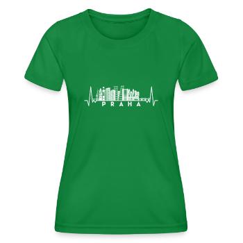 Herzschlag Skyline Tschechien-Praha-Prag - Frauen Funktions-T-Shirt - Kelly Green - Vorne - AI Model Female 172 dark (172cm)