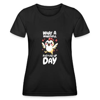 Poule Poulet Drôle Jour Foutu En Sac - T-shirt sport Femme - noir - Devant - AI Model Female 172 light (172cm)