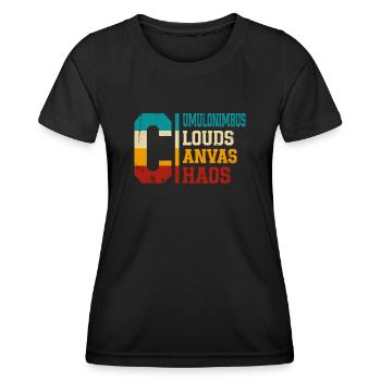 Chasse aux tempêtes Chasseur de tornades Météorologue rétro - T-shirt sport Femme - noir - Devant - AI Model Female 172 light (172cm)