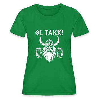 OL Takk Viking Norvège Suède Danemark Vikings Odin - T-shirt sport Femme - vert - Devant - AI Model Female 172 dark (172cm)