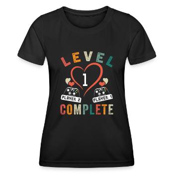 Level 1 Complete 1er Anniversaire Mariage 1 Année - T-shirt sport Femme - noir - Devant - AI Model Female 172 light (172cm)