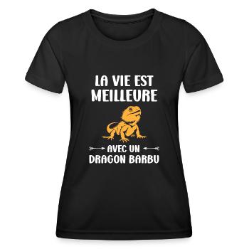 Dragon barbu - T-shirt sport Femme - noir - Devant - AI Model Female 172 light (172cm)